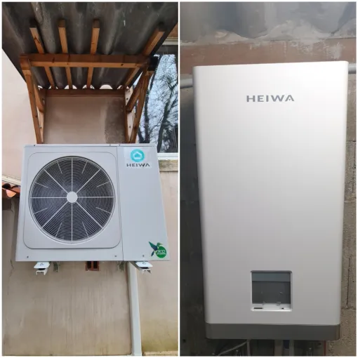 Installation d'une PAC air eau haute température Heiwa par Thermaclim Narbonne