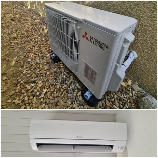Pose unité extérieure Mitsubishi Electric sur support anti-vibrations à Narbonne-Plage par ThermaClim